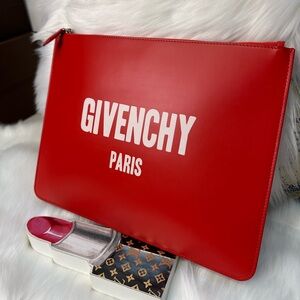 Givenchy Red Logo Zip Pouch